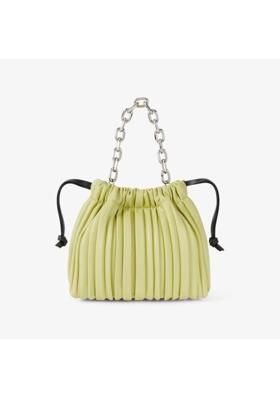 Charles Keith Pleated Covered Shoulder Bucket Bag Yellow